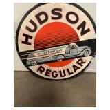 Hudson oil company porcelain sign 26"x26"