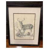Gene Gray deer framed print 21" x 17"