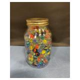 Mason jar with marbles
