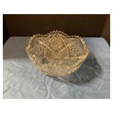 Crystal glass serving Bowl 8" small chips on rim