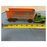 Antique metal toy truck hauler