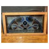Framed stained glass with small crack 39" x 22"