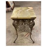 Brass table w/ marble top 20" T