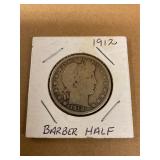 Silver Barber Half Dollar 1912