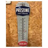 Vintage Prestone metal thermometer sign 36" T
