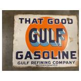 Gulf Double Side Flange Porcelain Sign 22"x18"