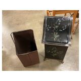 Antique Coal scuttle Hand painted w/  insert 12" T