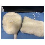 White fur hand muff & hat