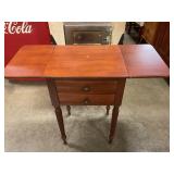 Double drop leaf side table w/ drawers NO SHIP