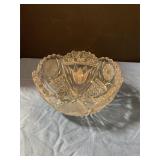 Crystal glass serving Bowl 8" small chips on rim