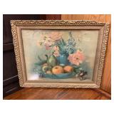 Fruit/ floral picture with frame damage 23" x 28"
