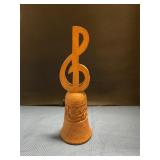 Handcarved wooden bell 8" T