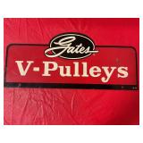 Gates V-Pulleys 2Sided porcelain sign 1975 17"x6"