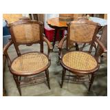 Antique walnut cane seat armchairs