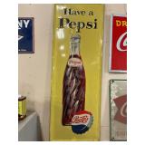 Pepsi Cola metal sign 46" x17"
