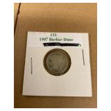 Silver Barber Dime 1907
