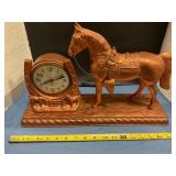 Vintage united metal mantle horse clock