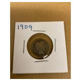 Silver Barber Dime 1909