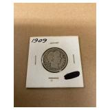 Silver Barber Quarter 1909