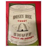 Honey Bee Snuff metal sign 18"x12"