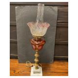 Glass &  marble base antique electric lamp