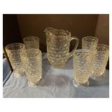 Fostoria pitcher and glasses