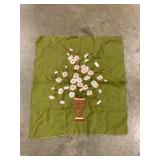 Embroidery floral wall art on fabric 26" x 25"