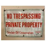 Sinclair (NoTrespassing) porcelain sign 14"x10"