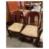 Antique American Empire floral upholstered chairs