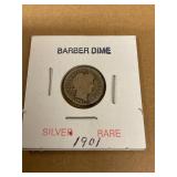 Silver Barber Dime 1901