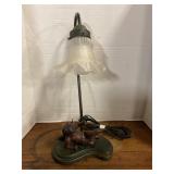 Antique cherub lamp, 18 inches tall