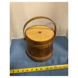 Primitive wooden bucket with lid