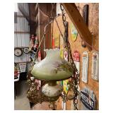 Antique floral glass hanging lamp