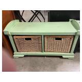 Bench with wicker baskets19ï¿½ T x 37ï¿½ L x 16ï¿½ W