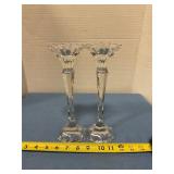 Pair of glass candle holders