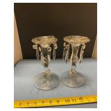 Glass candleholders with prisms