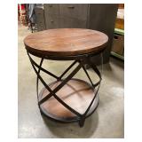 Accent 2 tier  table with iron base & wood tops