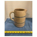 Blue stripes  stoneware pitcher