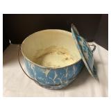 Vintage Graniteware blue/white swirl Stock pot