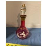 Unmarked Fenton cranberry glass decanter