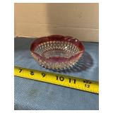 Ruby  red glass diamond candy dish