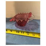 Unmarked, Fenton hobnail cranberry ruffled dish