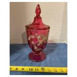 Vintage cranberry ruby red flashed apothecary jar