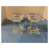 Crystal glass candlestick holders 5ï¿½ tall