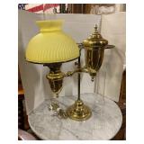 Double brass lamp, missing one shade