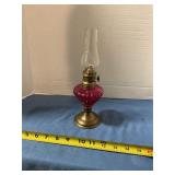 Miniature cranberry oil lamp