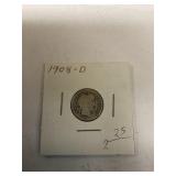 1908 ï¿½ D barber dime