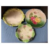 Flowered platters & serving bowl