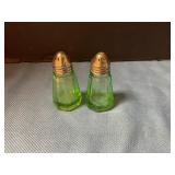 Vintage Hazel Atlas green salt & pepper shakers