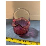 Unmarked Fenton cranberry glass basket